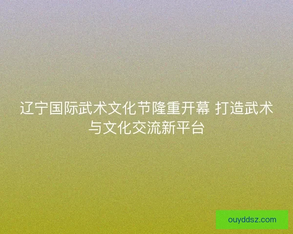 辽宁国际武术文化节隆重开幕 打造武术与文化交流新平台