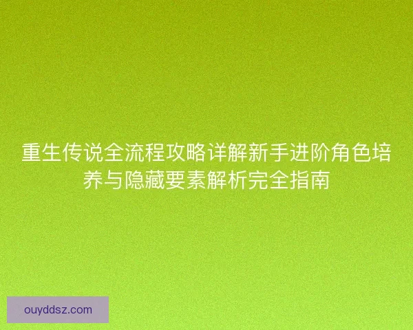 重生传说全流程攻略详解新手进阶角色培养与隐藏要素解析完全指南